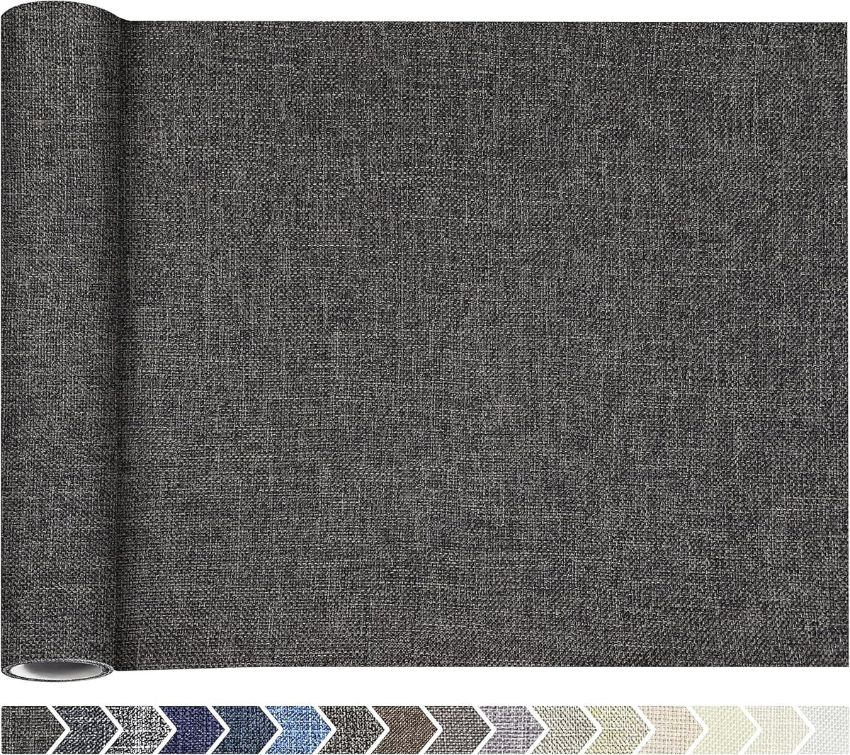 KING MOUNTAIN Fine Linen Repair Patches, Self-Adhesive Linen Fabric Patches, 12X40 inch Extra Size, Multi Color, Can be Used for Linen Sofa Repair and Linen Clothes Repair(12" x 40",Dark Grey 2.0)