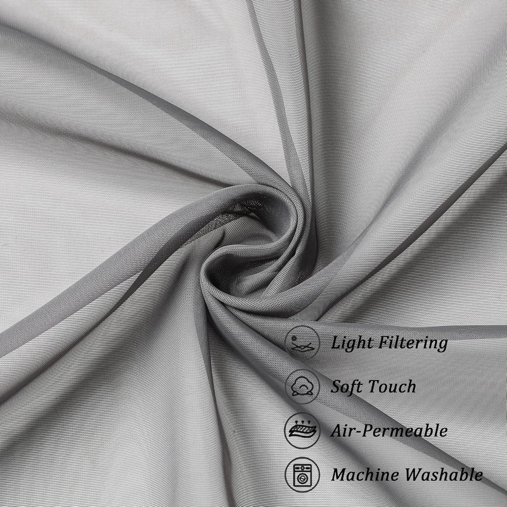 Chyhomenyc Sheer Window Curtain Panels 144 Inches Length 2 Pack, Long Elegant Voile Window Scarf Drapes Backdrop for Canopy Bed/Wedding/Living Room, 42Wx144L inches, Charcoal Grey