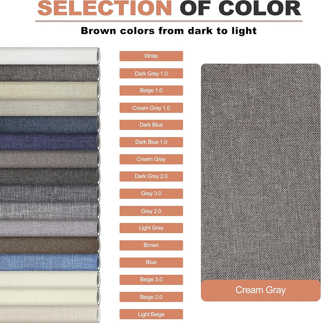 KING MOUNTAIN Fine Linen Repair Patches, Self-Adhesive Linen Fabric Patches, 12X40 inch Extra Size, Multi Color, Can be Used for Linen Sofa Repair and Linen Clothes Repair(12" x 40",Cream-Gray)