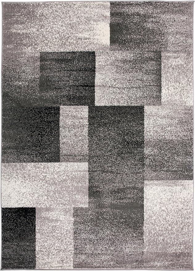 Rugshop Modern Distressed Boxes Area Rug 5' x 7' Gray