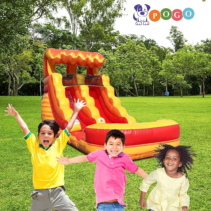 Inflatable Water Slides for Kids - Backyard Inflatable Water Slides with Splash Pool - Fire Marble Slide Complete with Blower, and Stakes - 21' x 9' - 12' Tall Slide
