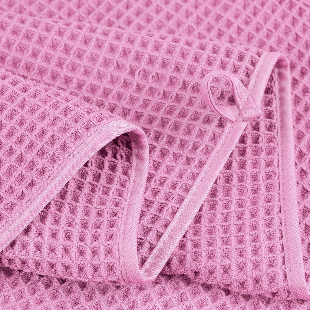 POLYTE Microfiber Oversize Quick Dry Lint Free Bath Towel, 60 x 30 in, 4 Pack (Waffle Weave)