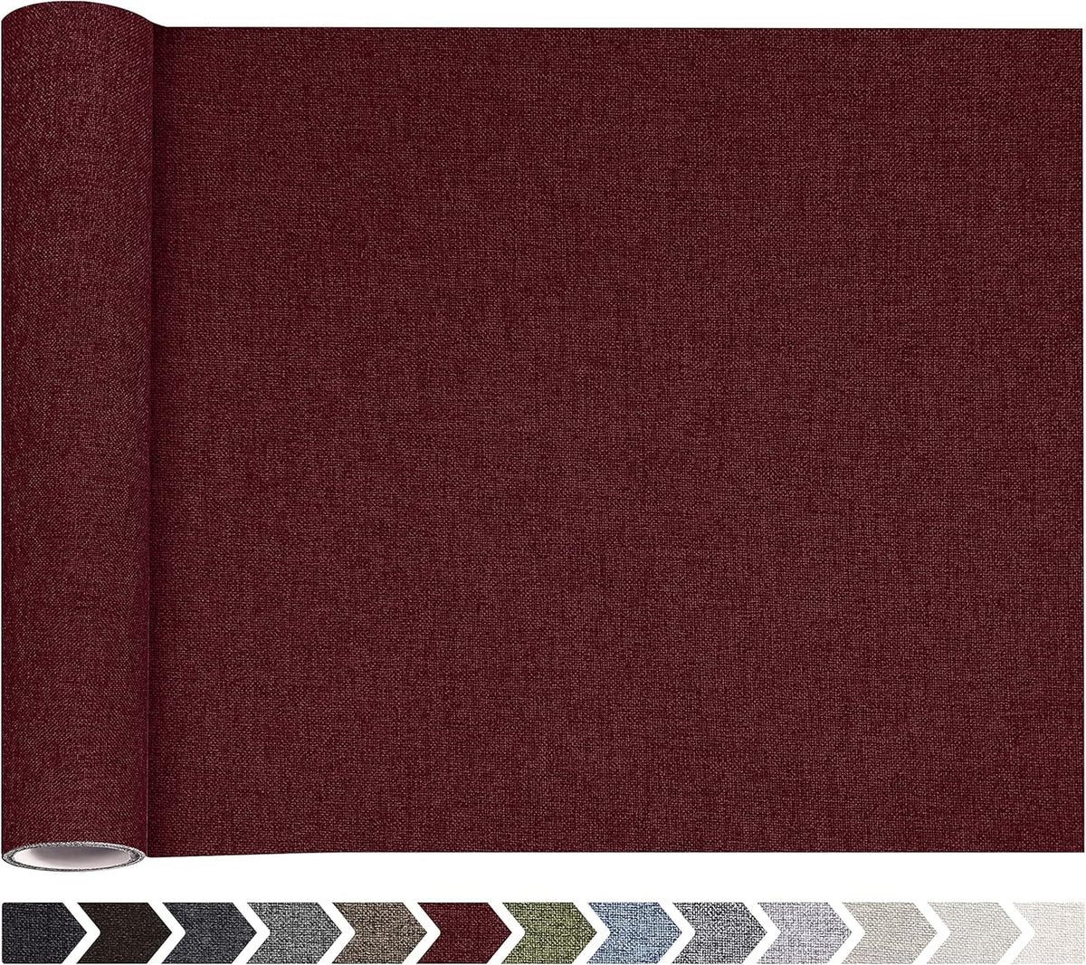 Fine Linen Fabric Patches, Self-Adhesive, Extra Large 12x40 Inch, Multi Color, for Sofa & Clothes Repair (Burgundy)