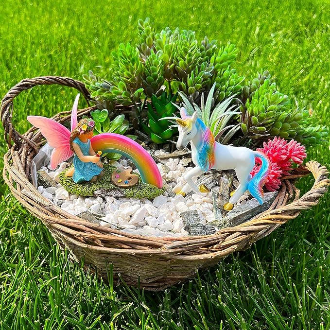 Mood Lab Fairy Garden - Unicorn Rainbow Set of 2 pcs - Miniature Figurines & Accessories Kit