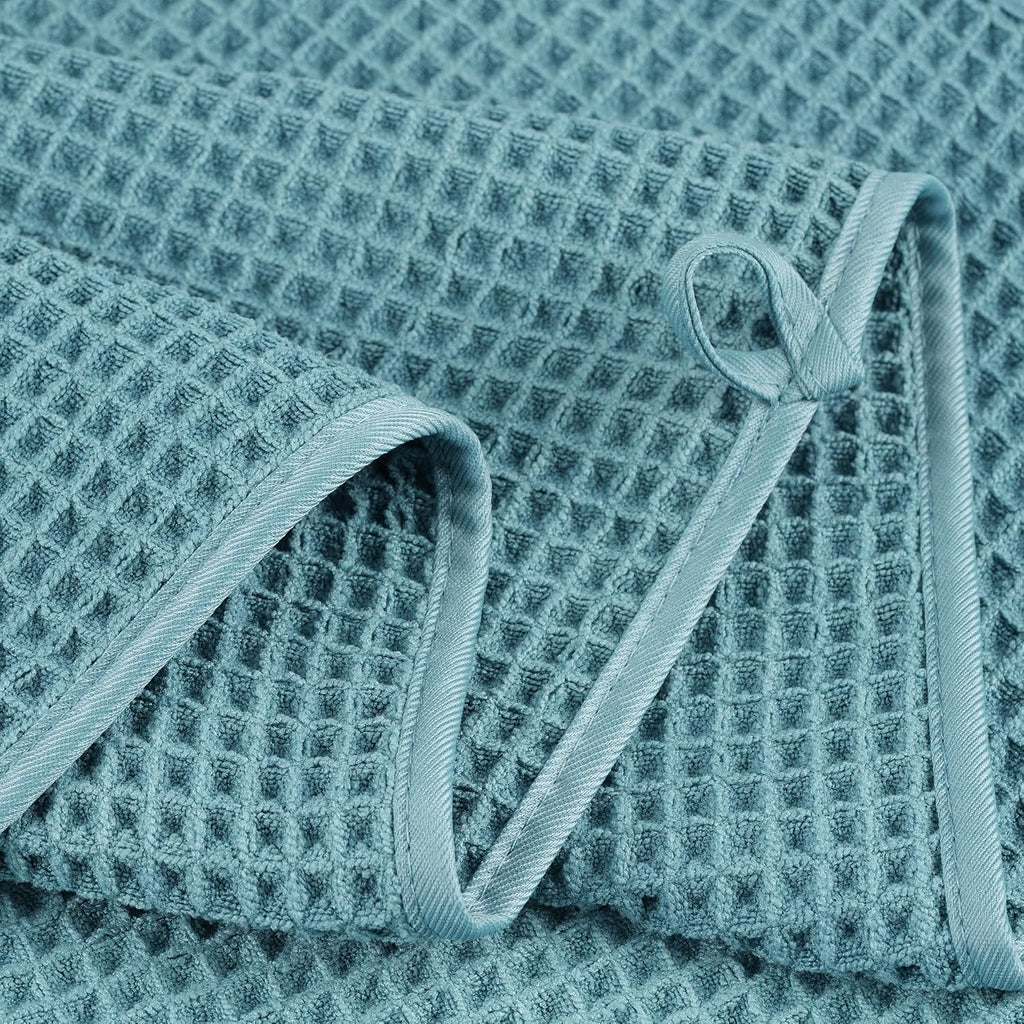 POLYTE Microfiber Oversize Quick Dry Lint Free Bath Towel, 60 x 30 in, 4 Pack (Waffle Weave)