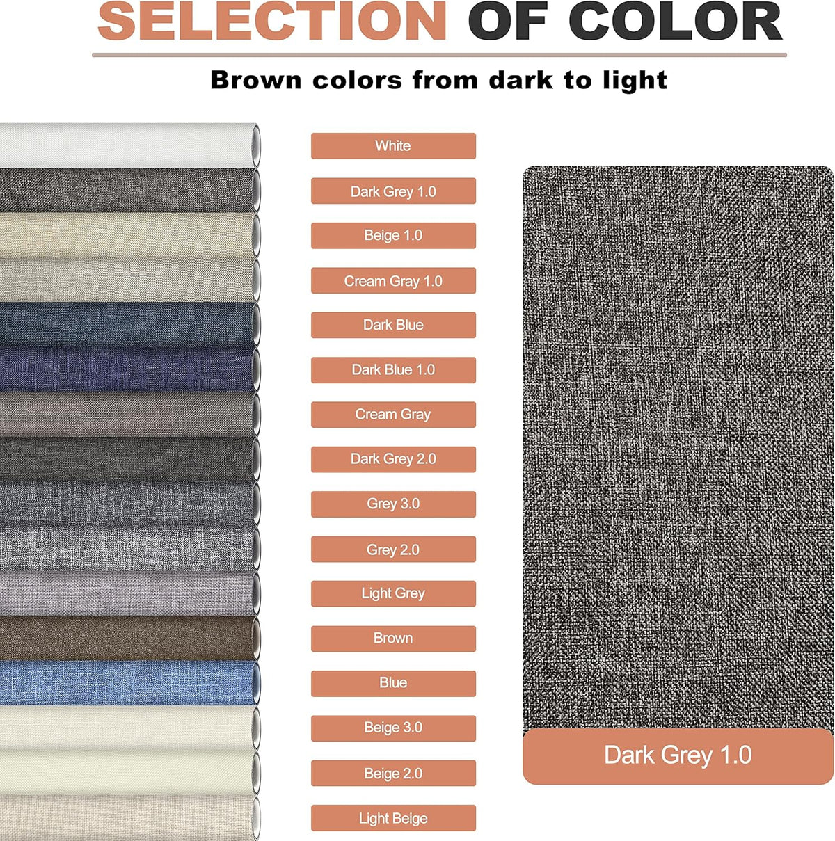 KING MOUNTAIN Coarse Linen Repair Patches, Self-Adhesive, 12x40 Inch, Dark Grey, Polyester, Washable, for Linen, Nylon, Cotton, Leather