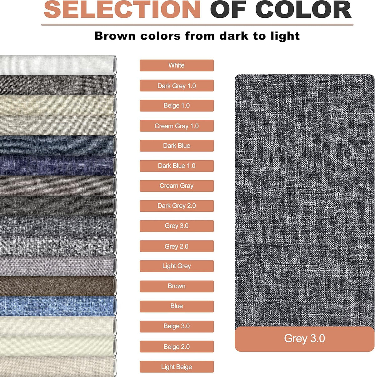 KING MOUNTAIN Fine Linen Fabric Patches, Self-Adhesive, 12x40 inch, Multi Color, For Linen Sofa and Clothes Repair (Dark Grey 3.0)