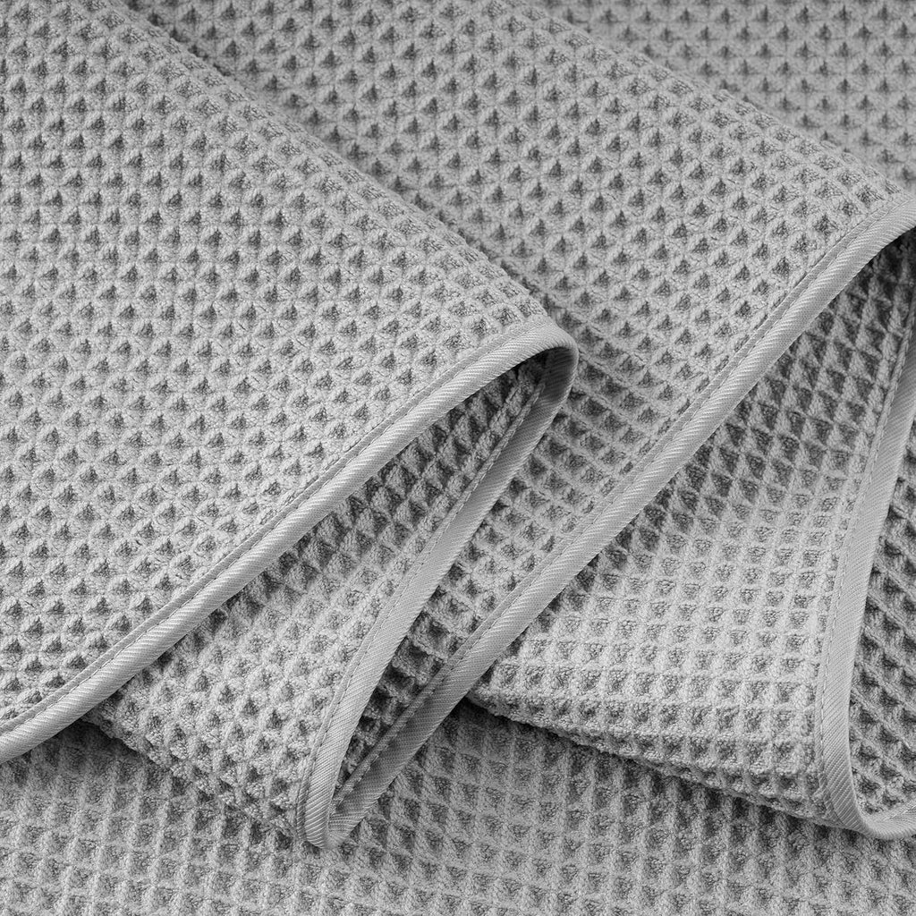 POLYTE Microfiber Oversize Quick Dry Lint Free Bath Towel, 60 x 30 in, 4 Pack (Waffle Weave)
