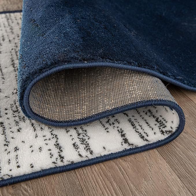 Rugshop Contemporary Modern Boxes Runner Rug 2' x 7'2"Navy