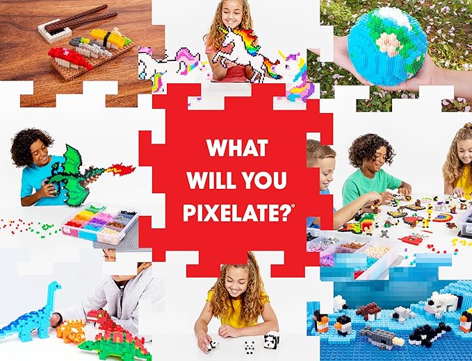 Pix Brix Pixel Art kit Puzzle Bricks – 6,000 Piece Pixel Art Container, 12 Color Dark Palette – Interlocking Building Bricks, Create 2D and 3D Builds Without Water or Glue – Stem Toys, Ages 6 Plus